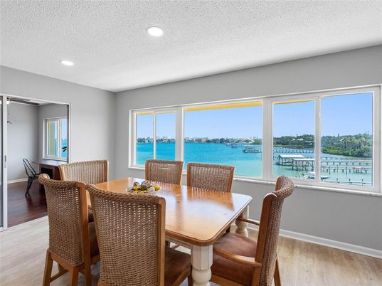 Dining room, Interior, Recessed Lighting, Water, Wood Texture Flooring