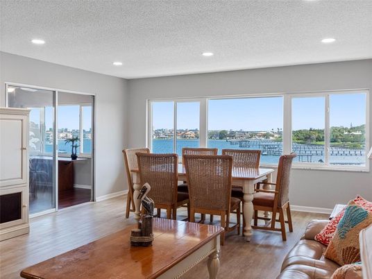 Dining room, Interior, Recessed Lighting, Water, Wood Texture Flooring