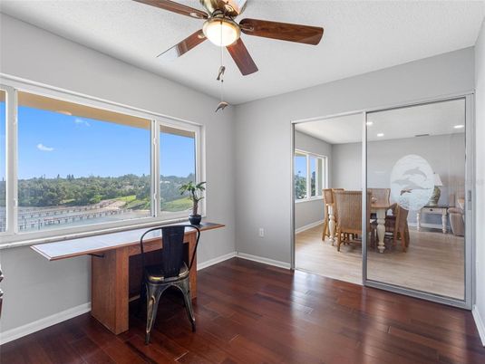 Home Office, Interior, Recessed Lighting, Wood Texture Flooring