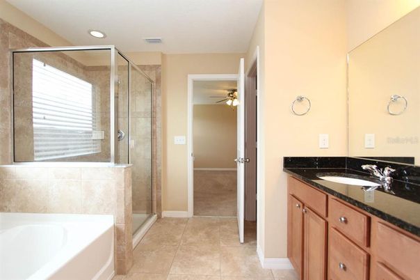 Bathroom, Dual Sink Vanities, Glass Shower, Interior, Recessed Lighting