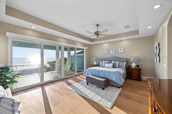 Bedroom, Interior, Recessed Lighting, Water, Wood Texture Flooring