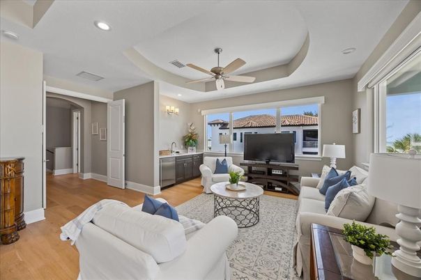 Interior, Living room, Recessed Lighting, Wood Texture Flooring
