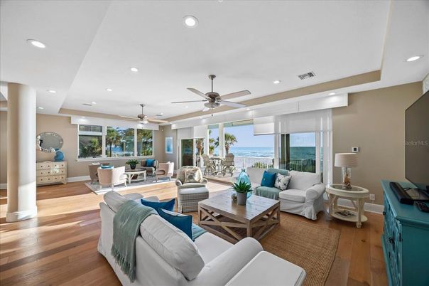 Interior, Living room, Recessed Lighting, Water, Wood Texture Flooring