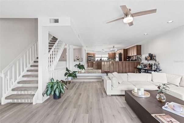 Interior, Living room, Recessed Lighting, Wood Texture Flooring