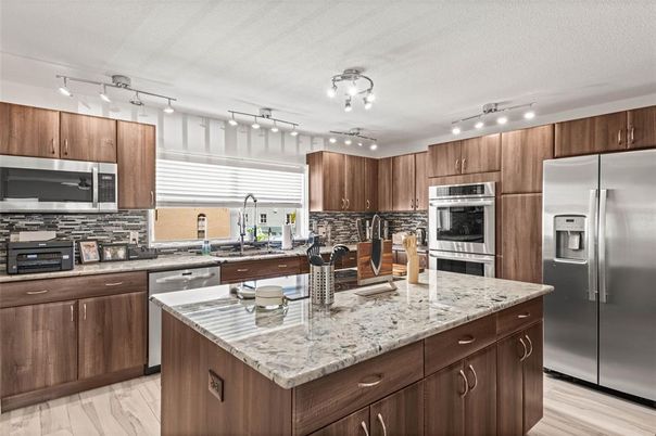 Interior, Kitchen, Stainless Steel Appliances, Wood Texture Flooring