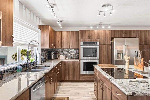 Interior, Kitchen, Stainless Steel Appliances, Wood Texture Flooring