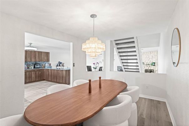 Chandelier, Dining room, Interior, Wood Texture Flooring