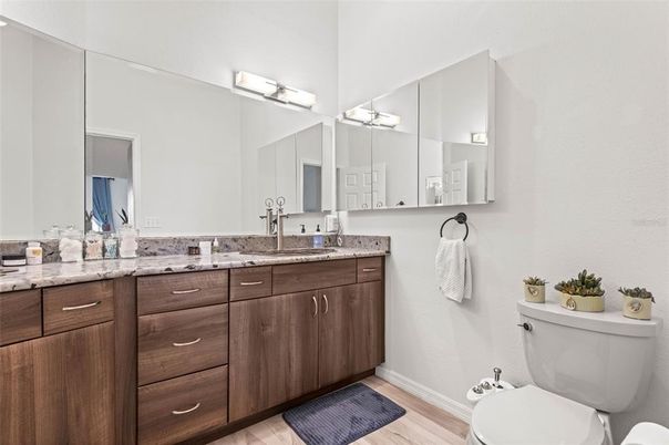Bathroom, Dual Sink Vanities, Interior, Wood Texture Flooring