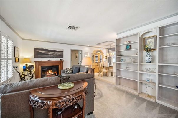 Chandelier, Dining room, Fireplace, Interior, Living room