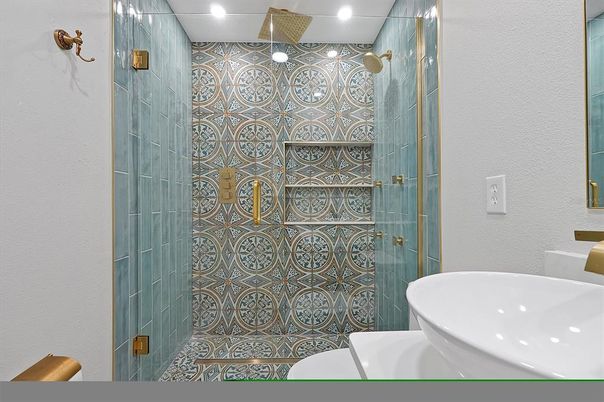 Bathroom, Glass Shower, Interior, Recessed Lighting