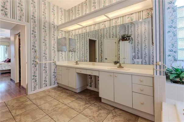 Bathroom, Dual Sink Vanities, Interior, Wood Texture Flooring