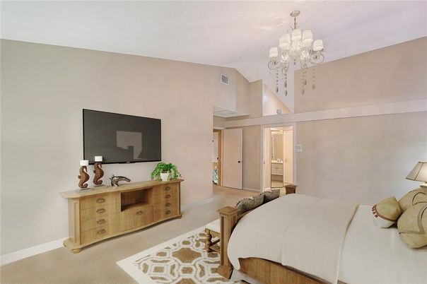 Bedroom, Chandelier, Interior