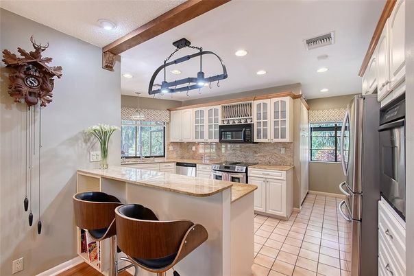 Interior, Kitchen, Recessed Lighting, Wooden Beams