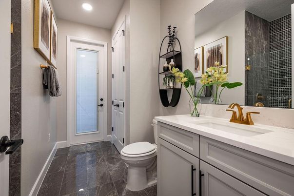 Bathroom, Interior, Marble, Recessed Lighting