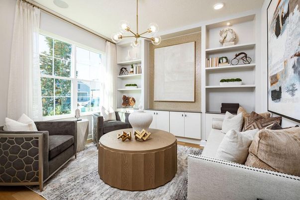 Interior, Living room, Pendant Lights, Recessed Lighting, Wood Texture Flooring