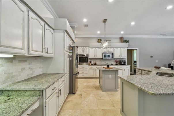 Interior, Kitchen, Pendant Lights, Recessed Lighting, Stainless Steel Appliances
