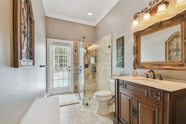 Bathroom, Glass Shower, Interior, Recessed Lighting