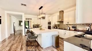 Chandelier, Interior, Kitchen, Recessed Lighting, Wood Texture Flooring