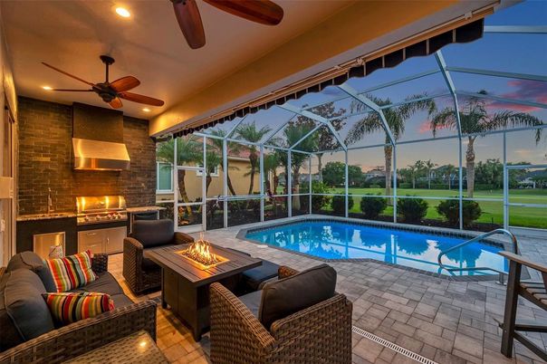 Glass Ceilings, Interior, Pool, Recessed Lighting, Stone Walls, Sun Room