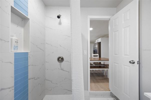 Bathroom, Interior, Marble, Marble Walls, Wood Texture Flooring