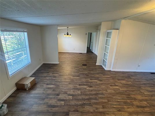 Empty room, Interior, Pendant Lights, Wood Texture Flooring