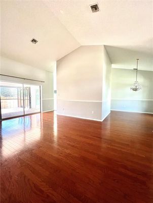 Chandelier, Empty room, Interior, Wood Texture Flooring