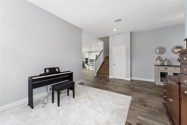 Interior, Piano, Recessed Lighting, Wood Texture Flooring