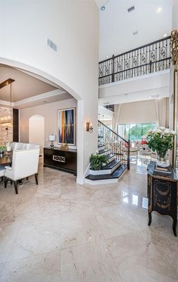 Chandelier, Interior, Living room, Marble, Recessed Lighting