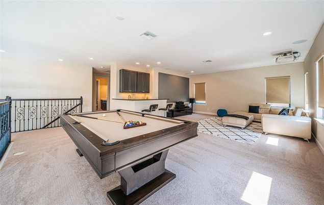 Billiard Table, Game Room, Interior, Living room, Recessed Lighting