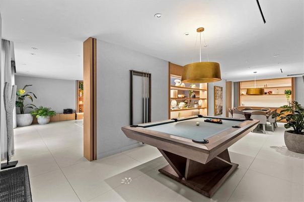Billiard Table, Game Room, Interior, Pendant Lights, Recessed Lighting