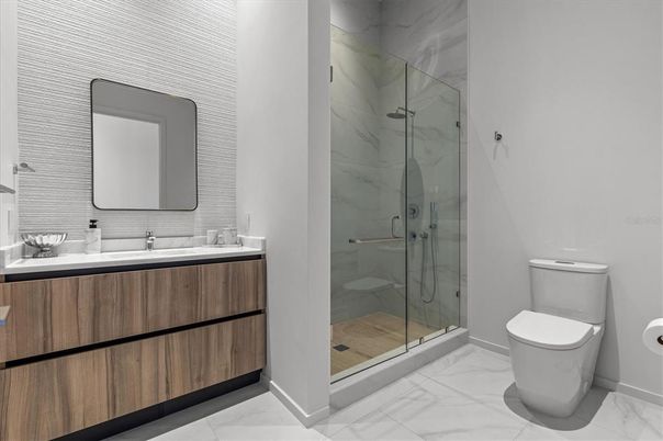 Bathroom, Glass Shower, Interior, Marble, Marble Walls