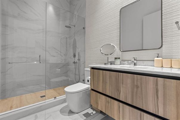 Bathroom, Glass Shower, Interior, Marble, Marble Walls