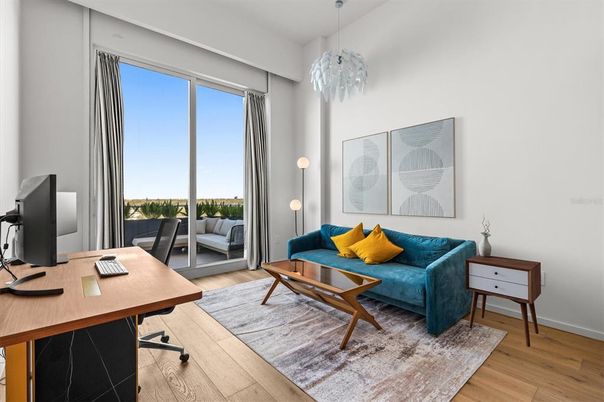 Chandelier, Home Office, Interior, Pendant Lights, Wood Texture Flooring