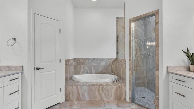 Bathroom, Glass Shower, Interior, Recessed Lighting