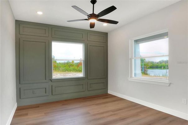 Empty room, Interior, Recessed Lighting, Wood Texture Flooring