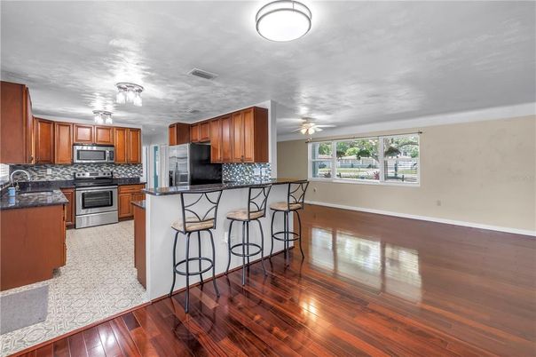 Interior, Kitchen, Stainless Steel Appliances, Wood Texture Flooring