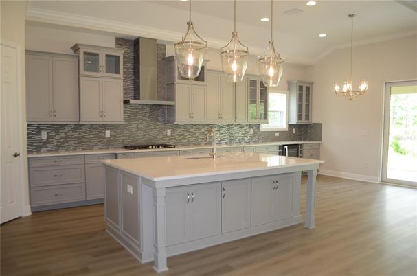 Interior, Kitchen, Pendant Lights, Recessed Lighting, Wood Texture Flooring