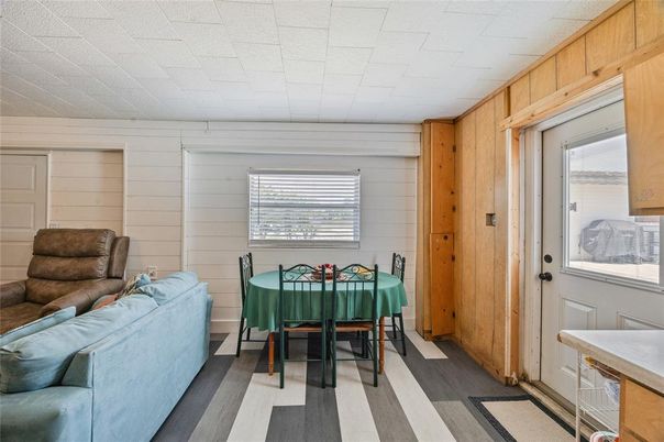 Dining room, Interior, Wood Texture Flooring, Wooden Walls