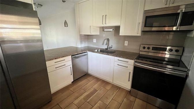 Interior, Kitchen, Stainless Steel Appliances, Wood Texture Flooring