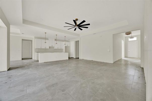 Empty room, Interior, Kitchen, Pendant Lights