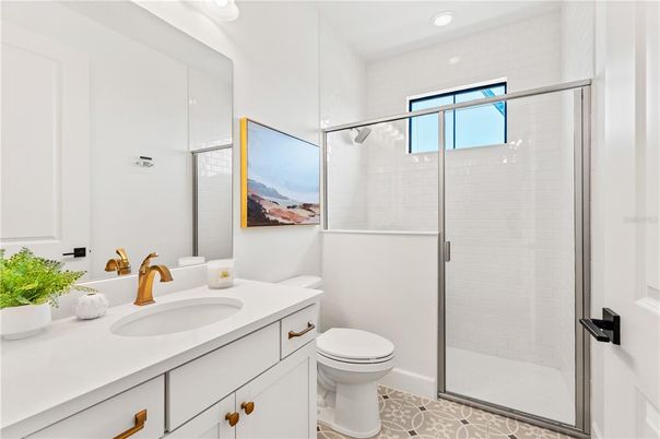 Bathroom, Glass Shower, Interior, Recessed Lighting