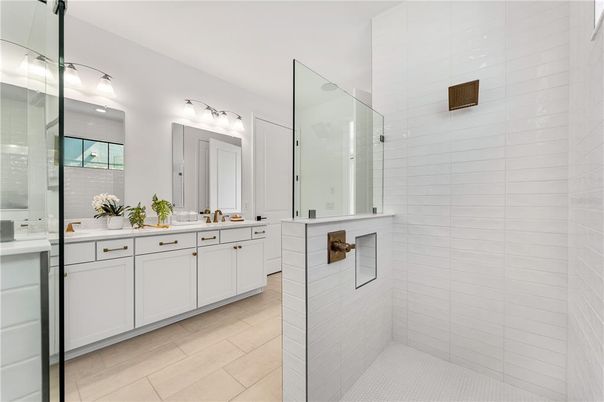 Bathroom, Dual Sink Vanities, Glass Shower, Interior