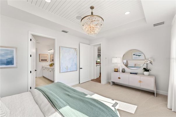 Bedroom, Chandelier, Interior, Recessed Lighting