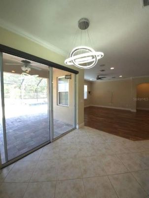 Empty room, Interior, Pendant Lights, Recessed Lighting, Wood Texture Flooring