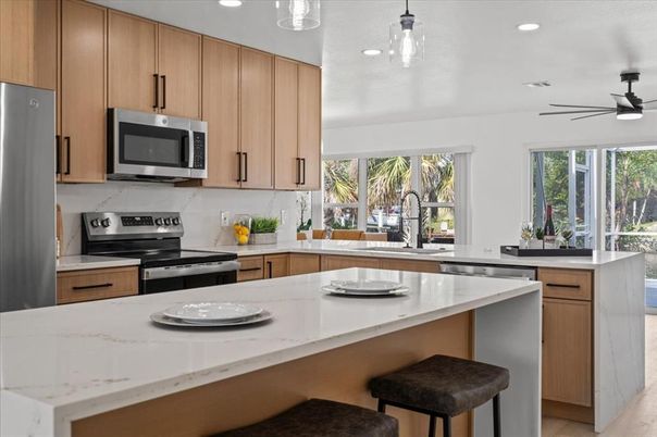 Interior, Kitchen, Pendant Lights, Recessed Lighting, Stainless Steel Appliances
