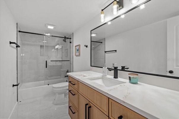 Bathroom, Dual Sink Vanities, Glass Shower, Interior, Recessed Lighting