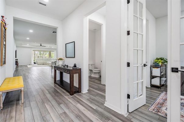 Bathroom, Interior, Recessed Lighting, Wood Texture Flooring