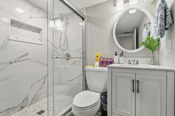 Bathroom, Glass Shower, Interior, Marble Walls