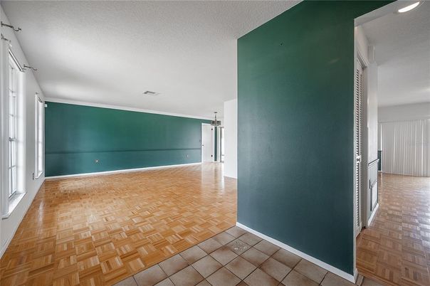 Empty room, Interior, Recessed Lighting, Wood Texture Flooring