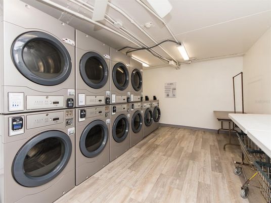 Interior, Washer, Wood Texture Flooring